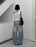 Curved Snap One-Shoulder Tee