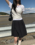 Rocker Midi Nylon Pleated Skirt