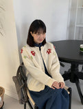 Gella flower embroidery knit cardigan