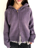 Seoan Stripe Two-Way Knit Hood Zip-Up