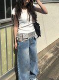 Riggers Backpocket Washing Wide Denim Pants