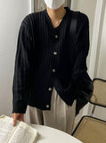 Moss V-neck ribbed cardigan