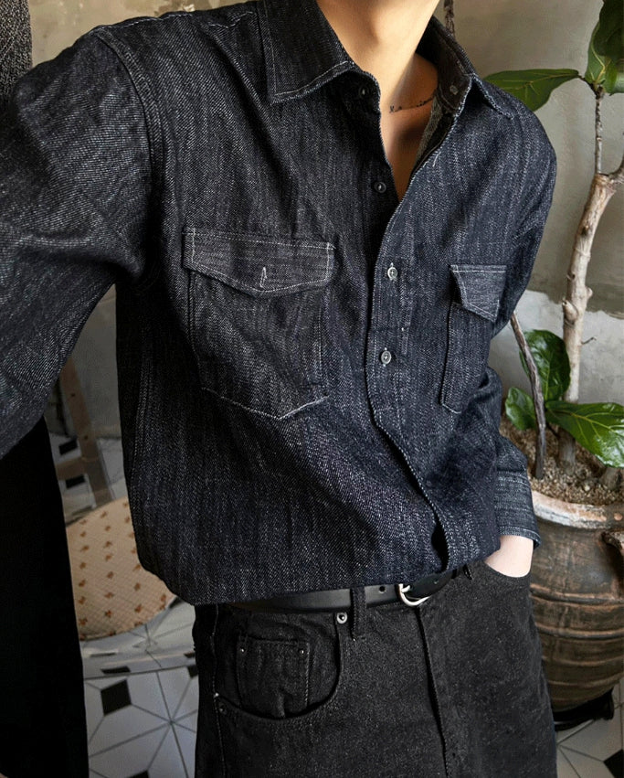 【COSYHARU】[summer] Sec arc denim shirt COSYHARU (コシハル) - [サマー]セクアクデニムシャツ / [summer