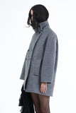 Riven high neck half coat