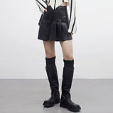 Razen Buckle Leather Skirt