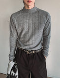 Linked Shoulder Zipper Ribbed Half-Neck Knit