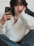 Unbalanced angora zipper knit
