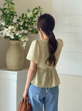 Gobelin Square Shirring Strap Blouse