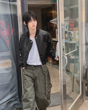 With Biker Leather Jacket