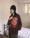 Unon 06 Lettering Oversized Fit Hood Zip-Up