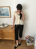 The Mill Shirring Ribbon Lace Short Sleeve Blouse