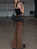 y2k Ribbon Belted Bootcut Cargo Pants