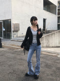 Roble Back Pocket Bootcut Washing Denim Pants