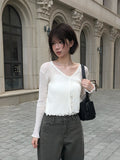 Band Punching Rib V-Neck Cardigan