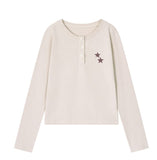 VINTAGE STAR LINE Henley Neck Long Sleeve T-Shirt