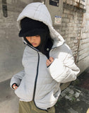 Monning String Two-Way Hooded Overfit Lightweight Padding Jumper