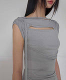 Asymmetrical Draped Strap Roll-Up Dress