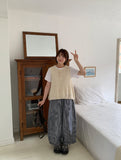 Selvk summer banding wide nylon pants