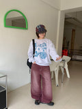 Nanata Cat Washing Stitch Cotton Wide Pants