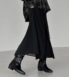 Slit mesh layered long skirt