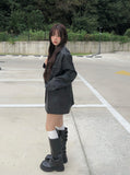 Avil Leather Overfit Blazer Jacket