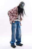 Flannel hooded over check shirt