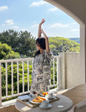 Helpful Summer Toile Short Sleeve Shorts Pajama Set