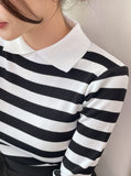Siez Color Matching Button Collar Knit