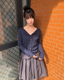 Marble Mix Color Button Point Cardigan