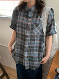 [unisex] Puito Summer Pocket Over Check Short Sleeve