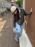 Nihin Washing Denim Wide Pants