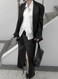 Revon Crack Leather Long Skirt