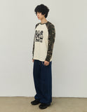COLLAGE LETTER Camo Raglan Long Sleeve T-Shirt