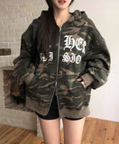 Maison Camo Printing Hood Zip-Up