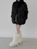 1177 Fur Platform Sole Long Boots (5cm)
