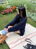 Lopeun boat neck net loose fit long sleeve knit