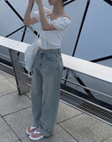 Chewy Washed Denim Wide Pants