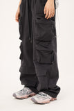 Utility solid cargo pocket banding pants