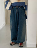 Supima cut washed denim wide pants