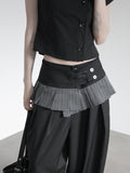 Curved Balloon Pleated Wrap Slacks