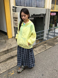 Lurun Check Shirring Cargo Banding Midi Skirt