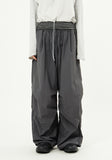 Hem snap pintuck nylon banding pants