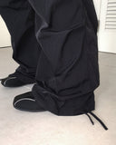 Hilpa Silver Point Nylon Pintuck Wide Two-Way Pants