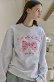 Ribbon Drawing Embroidery Sweatshirt