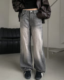 Grayish Vintage Damaged Denim Pants