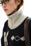 Rabbit knit zip-up sweater