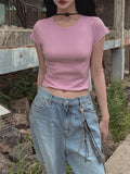 [U-BASIC] Lip Ribbed Crop Cap Short Sleeves
