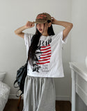 Land semi-crop over short sleeves