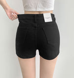 Slim-line fit A-line Fit Black Basic Cotton Shorts