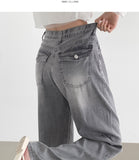 Summer Tencel Back Pocket Span Banding Wide Denim Pants